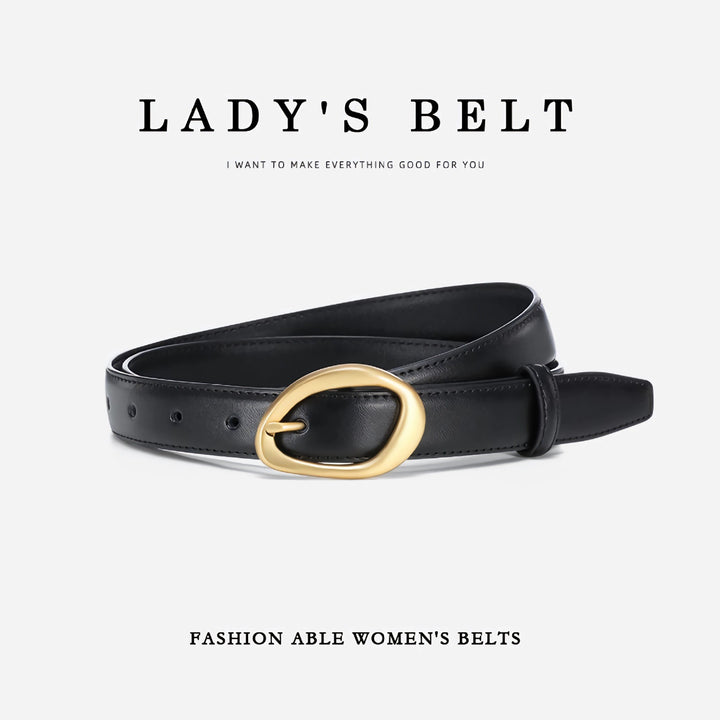 Graphite Leather Gold Buckle Belt