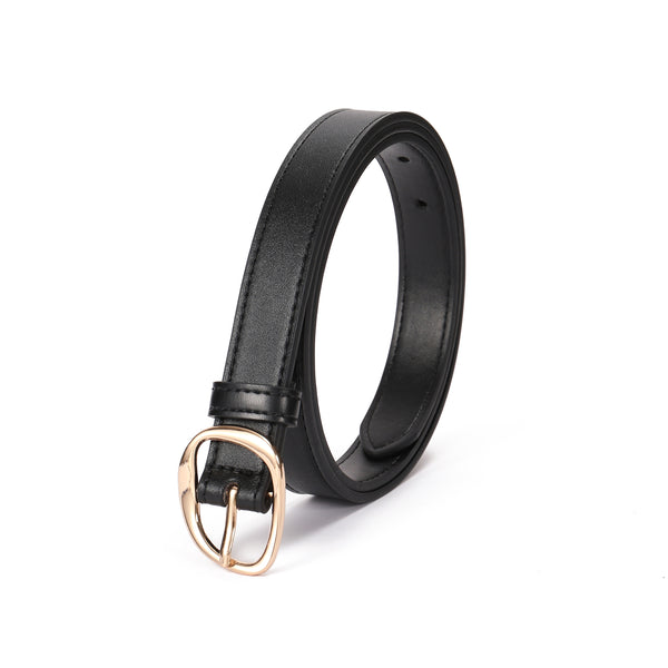 Graphite Leather Gold Buckle Belt