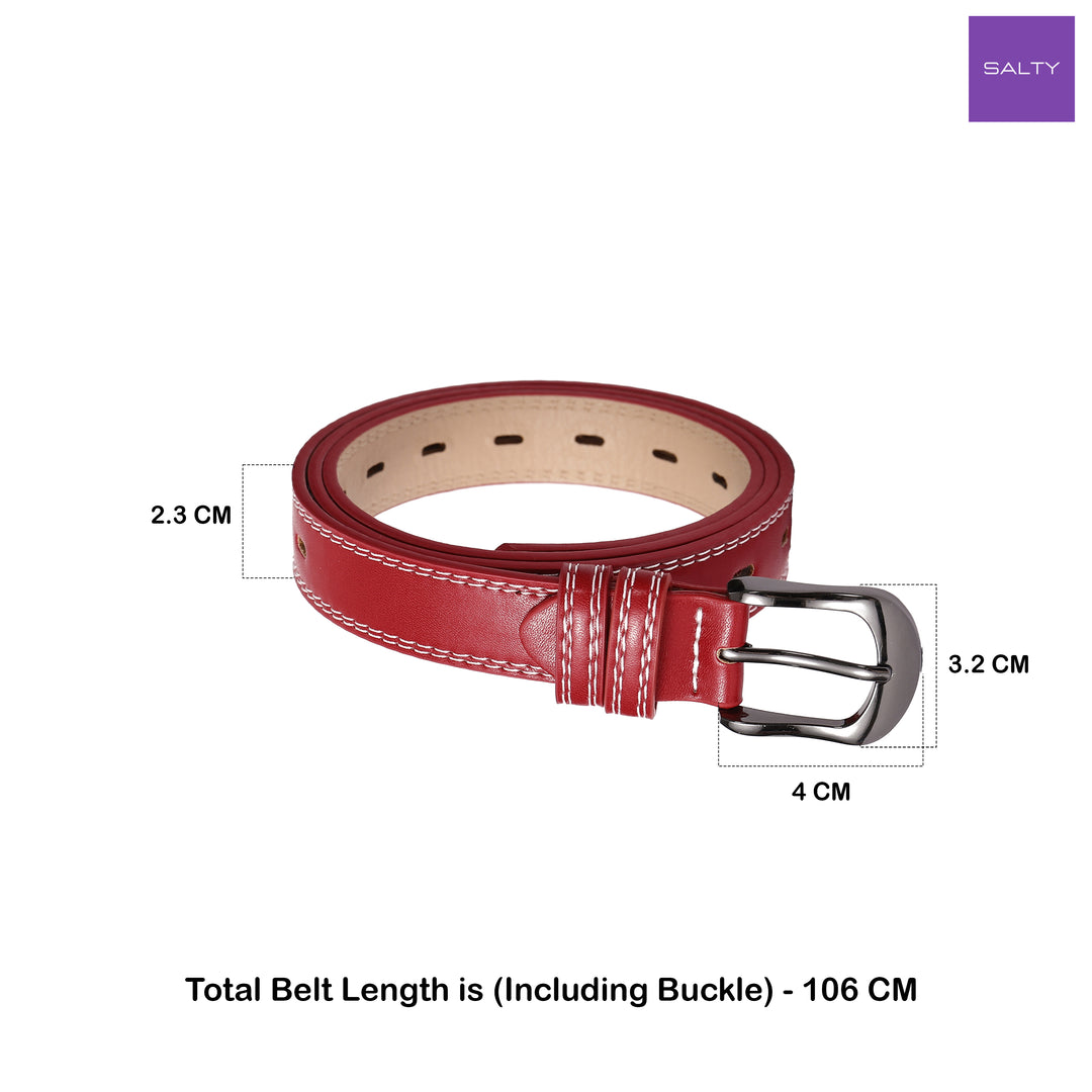 Raspberry Perforated Leather Belt