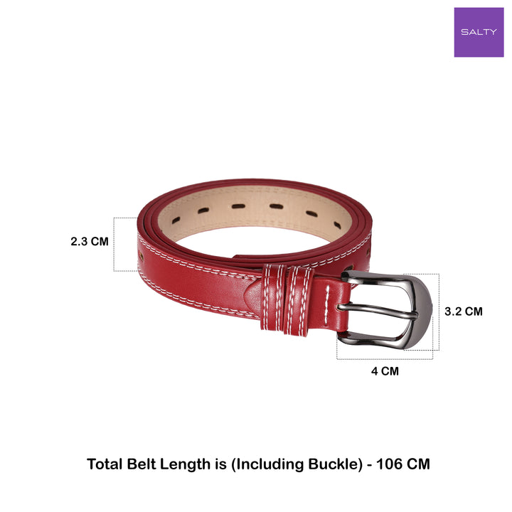 Raspberry Perforated Leather Belt