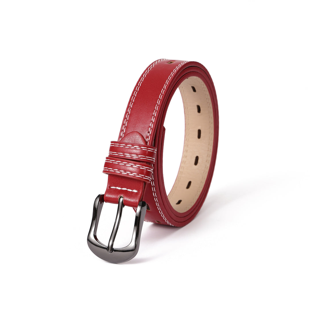 Raspberry Perforated Leather Belt