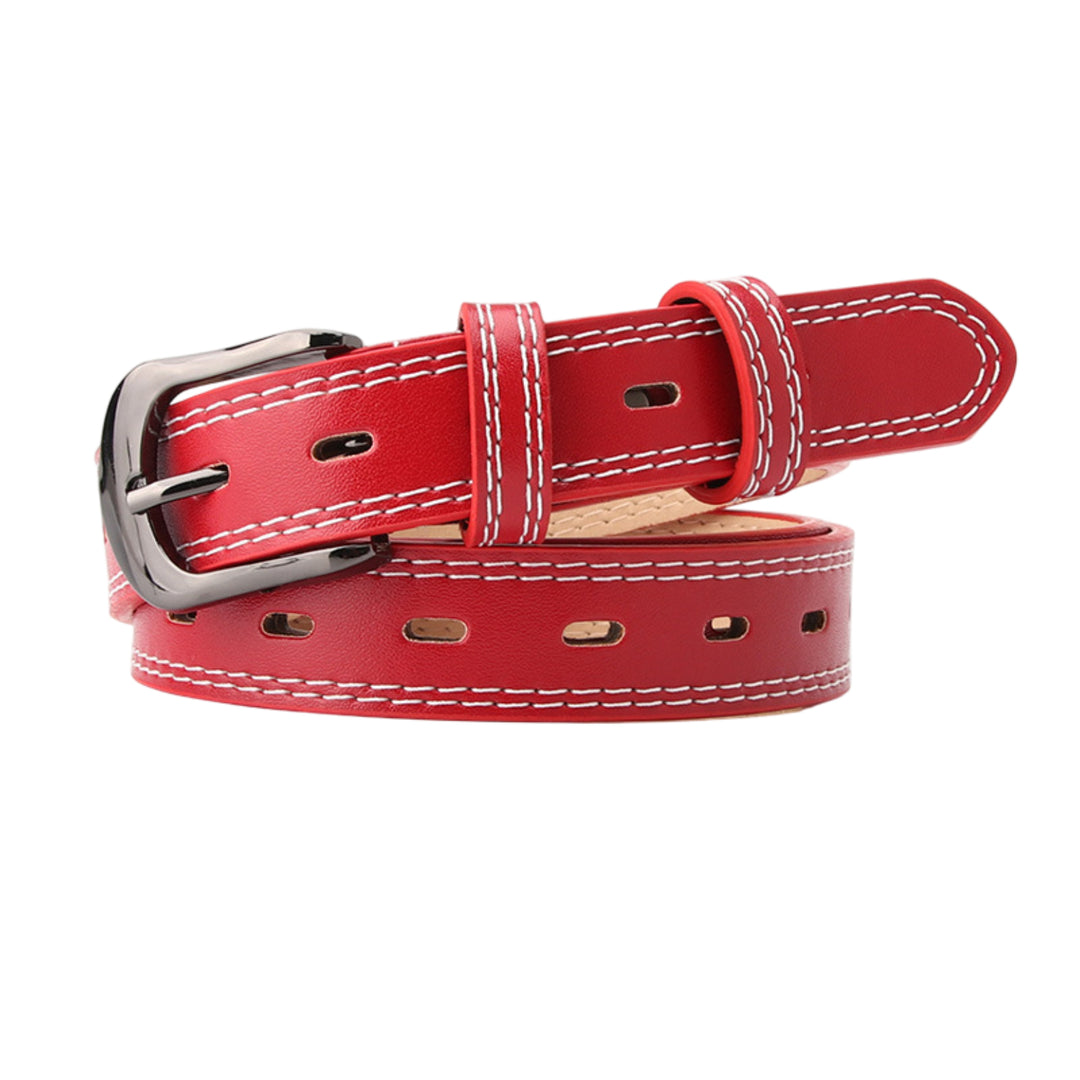 Raspberry Perforated Leather Belt