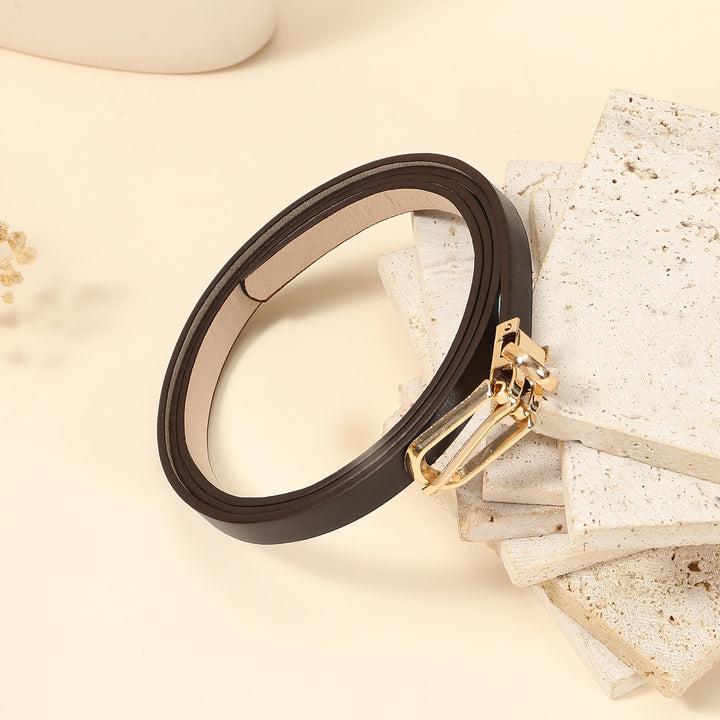 Hazelnut Slim Gold Buckle Belt