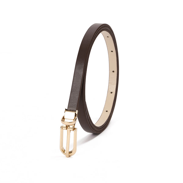 Hazelnut Slim Gold Buckle Belt
