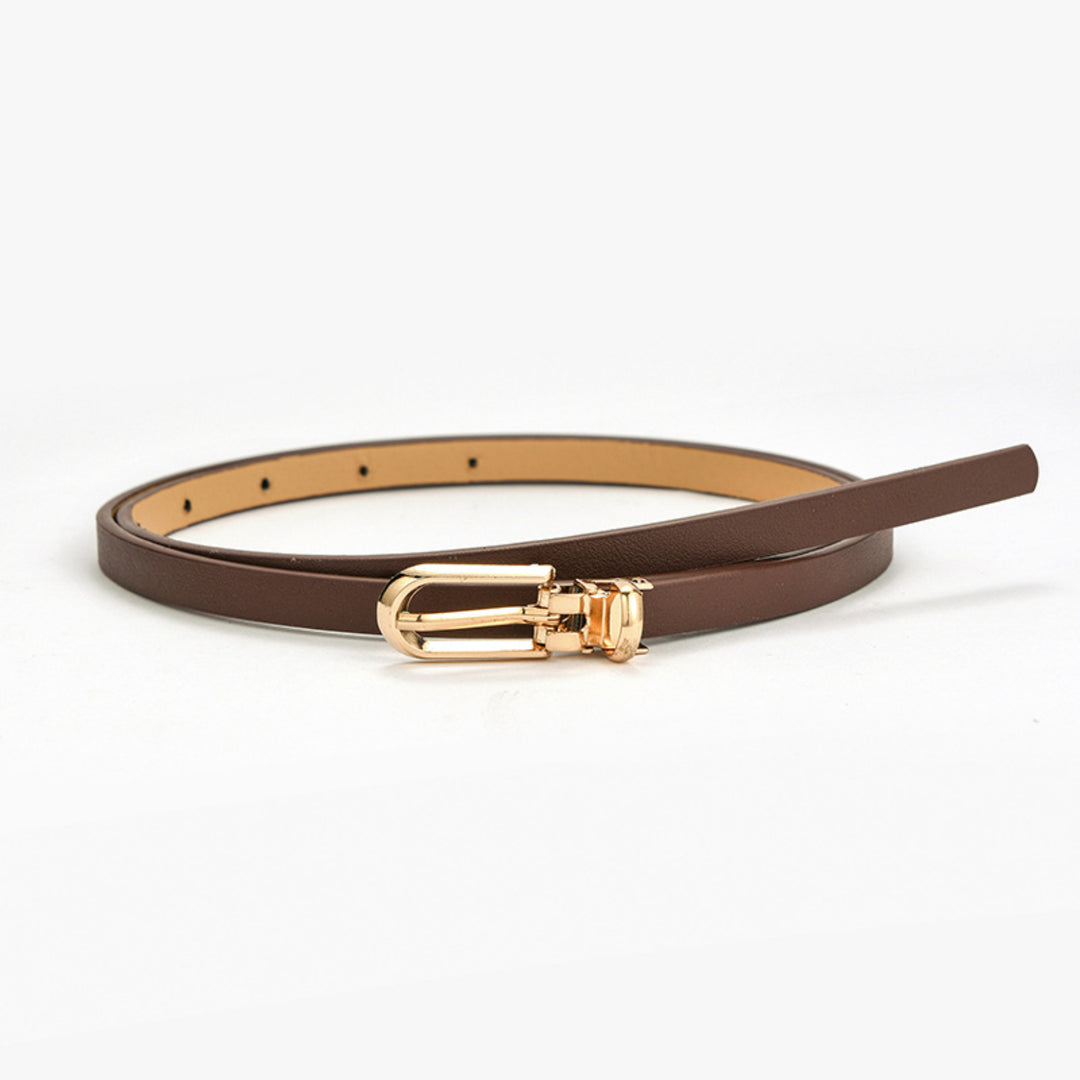 Hazelnut Slim Gold Buckle Belt