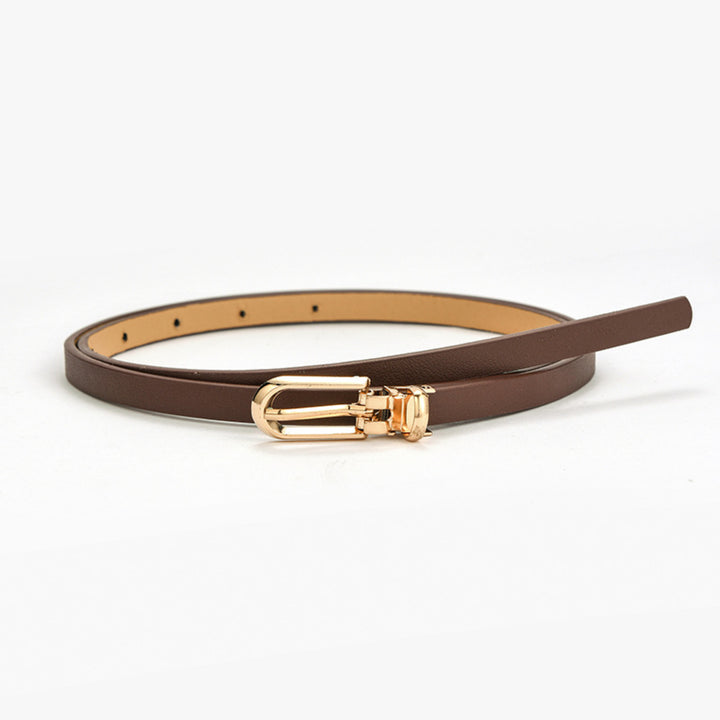 Hazelnut Slim Gold Buckle Belt