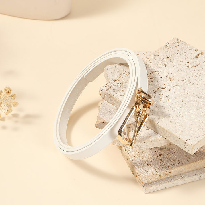 Alabaster Slim Gold Buckle Belt