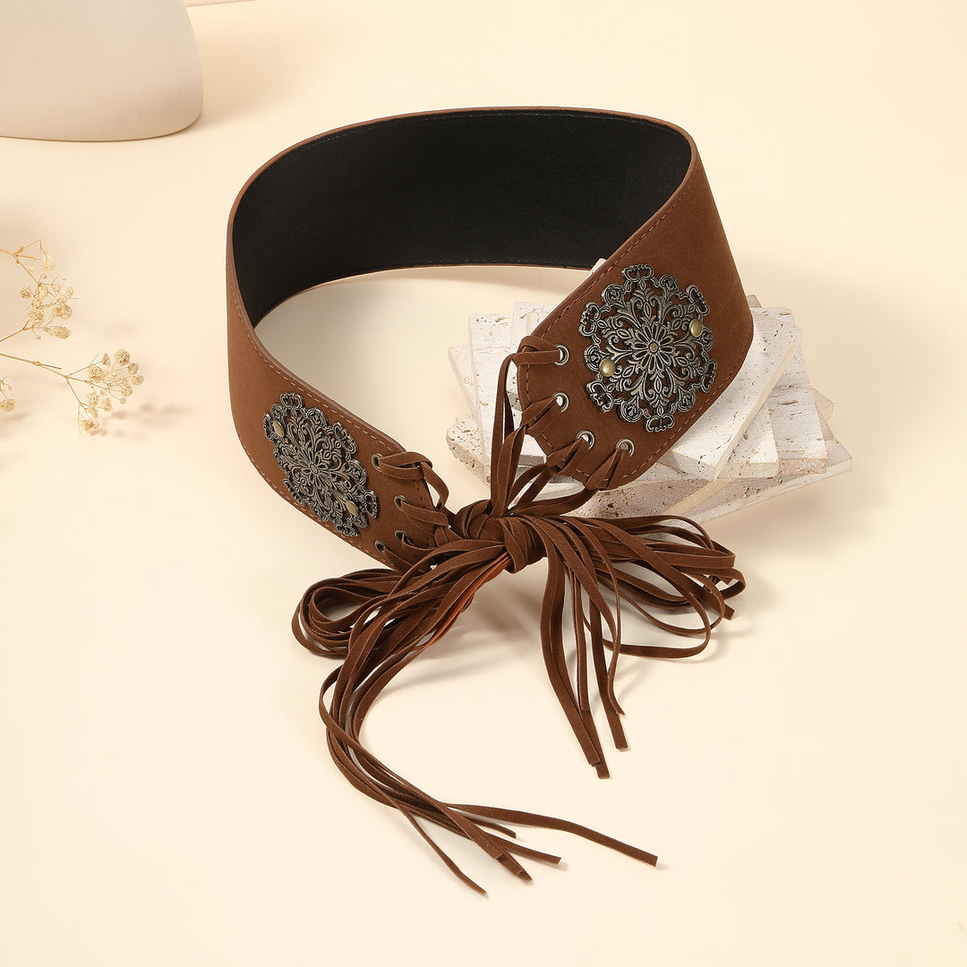 Suede Dynasty Corset Tassel Belt