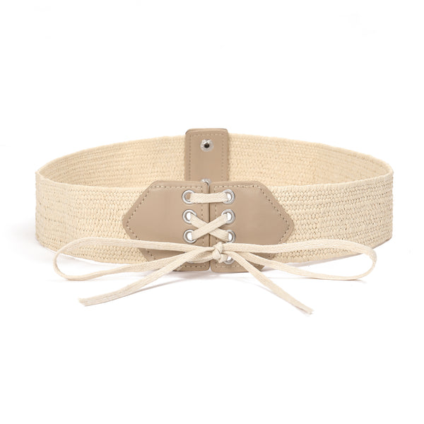 White Corset Raffia Belt