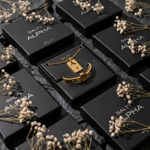 Golden Lock and Key Love Bracelet and Necklace set