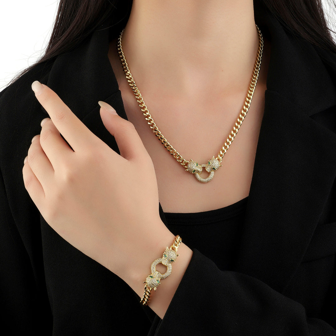 Aria Bracelet and Necklace Combo - Gold