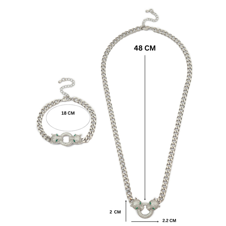 Aria Bracelet and Necklace Combo - Silver