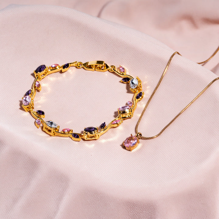 Charm Drip Bracelet And Necklace Set