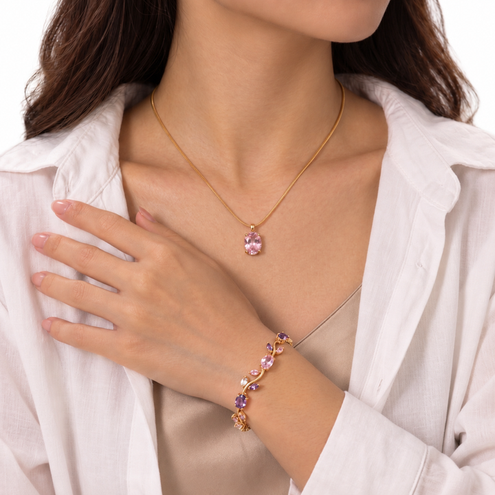 Charm Drip Bracelet And Necklace Set