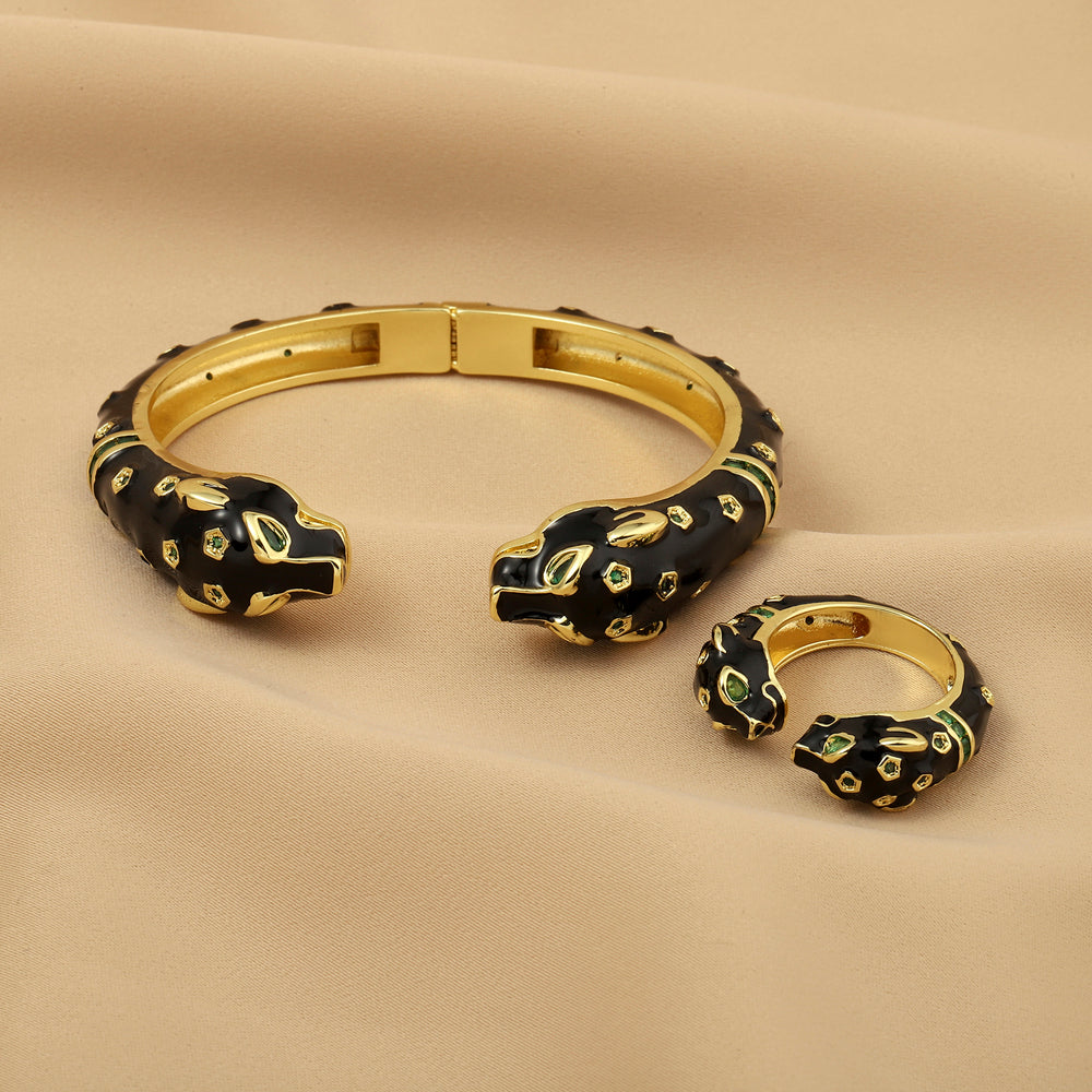 Ivory King Bangle and Ring Combo - Black - Salty Accessories