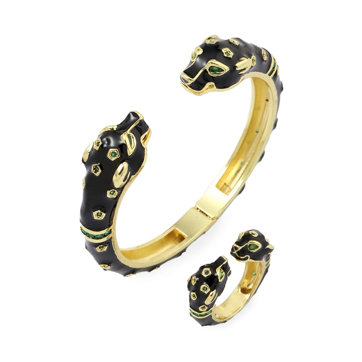 Ivory King Bangle and Ring Combo - Black - Salty Accessories