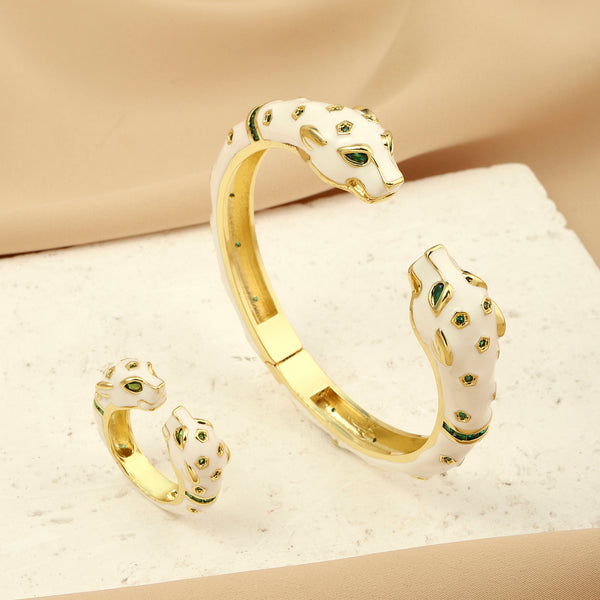 Ivory King Bangle and Ring Combo - White