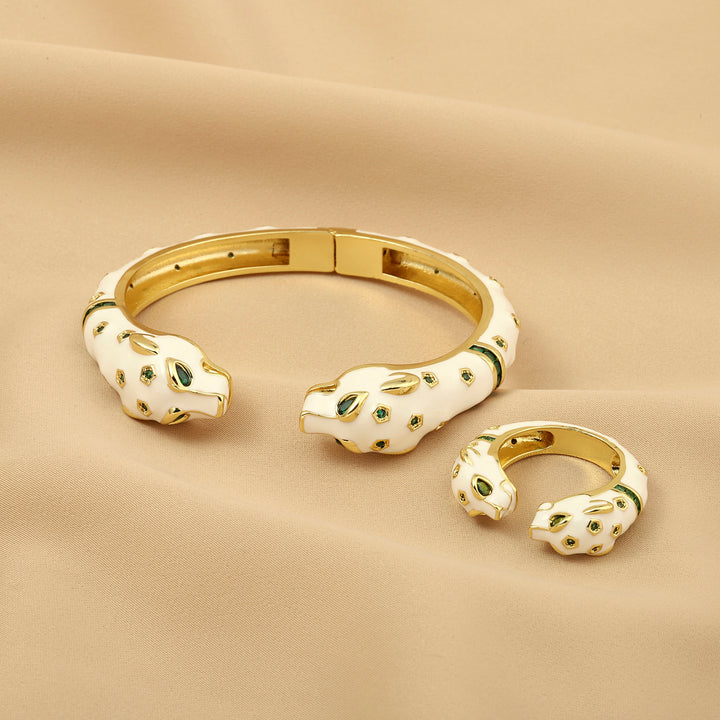 Ivory King Bangle and Ring Combo - White