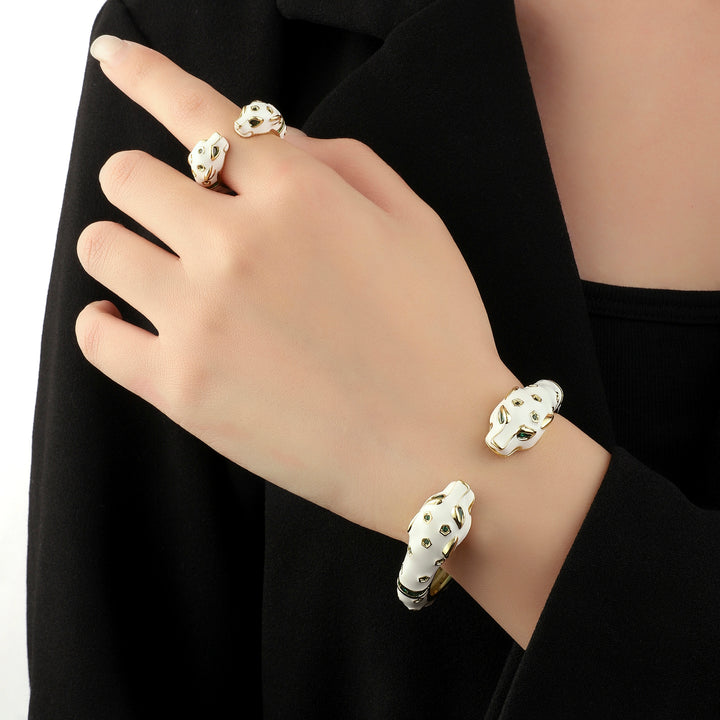 Ivory King Bangle and Ring Combo - White