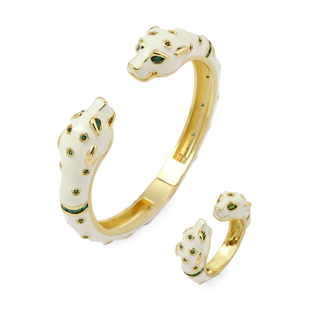 Ivory King Bangle and Ring Combo - White
