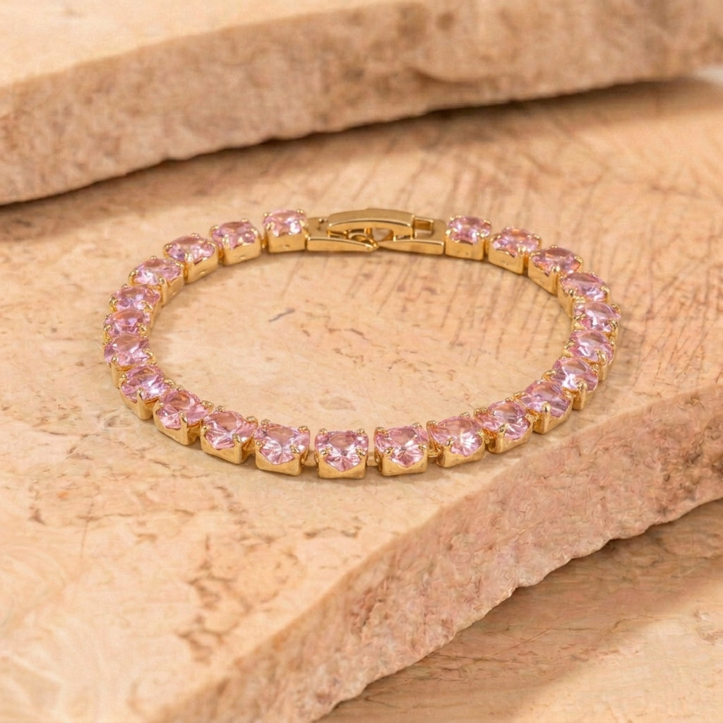 Heartstrings Diamond Tennis Bracelet - Pink