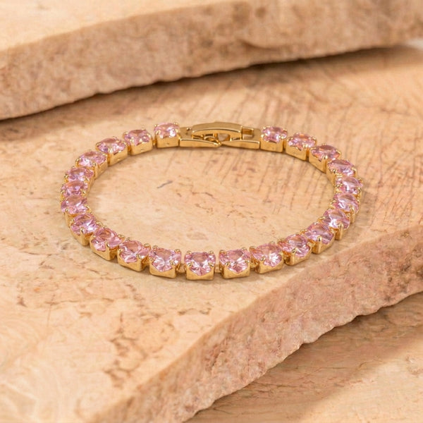 Heartstrings Diamond Tennis Bracelet - Pink