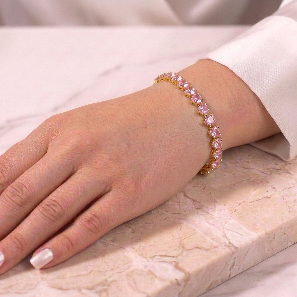 Heartstrings Diamond Tennis Bracelet - Pink