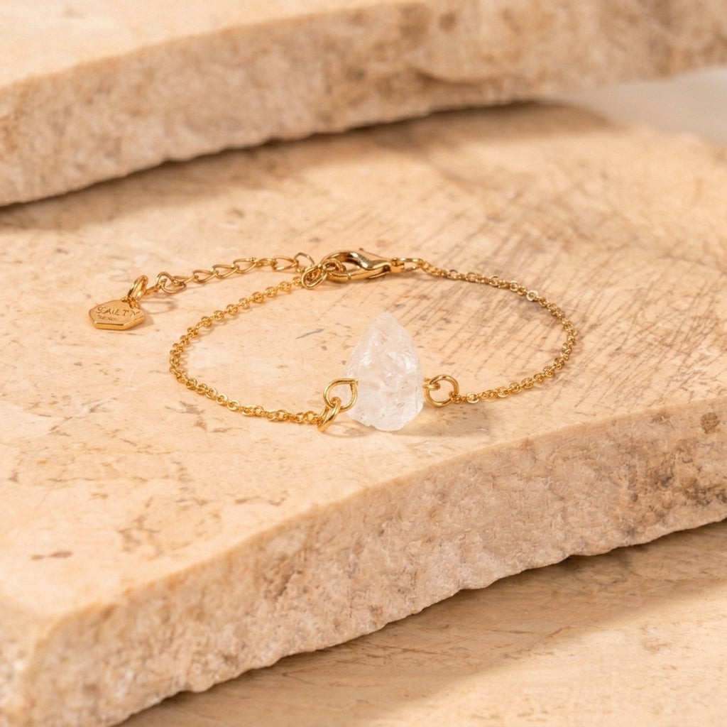 Aurum White Stone Bracelet & MInimal Ring Set