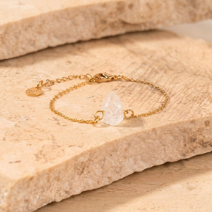 Aurum White Stone Bracelet & MInimal Ring Set