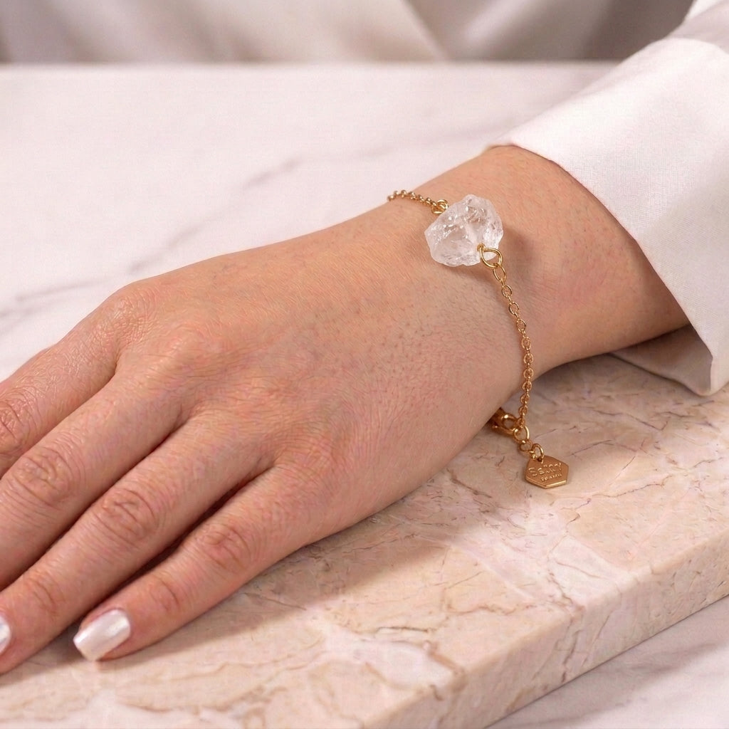 Aurum White Stone Bracelet & MInimal Ring Set