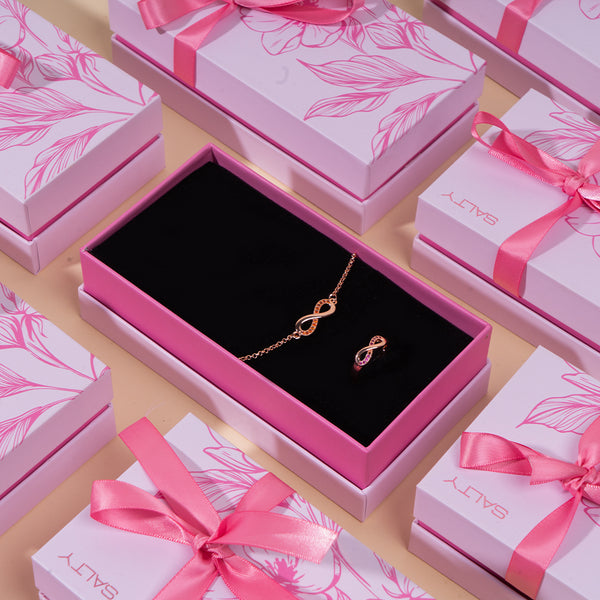 Rosy Infinity Bracelet & Ring Combo