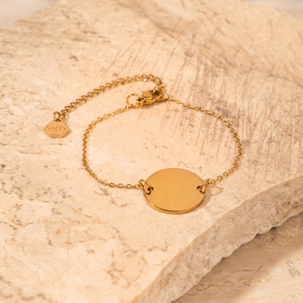 Minimal Round  Personalised Golden Bracelet