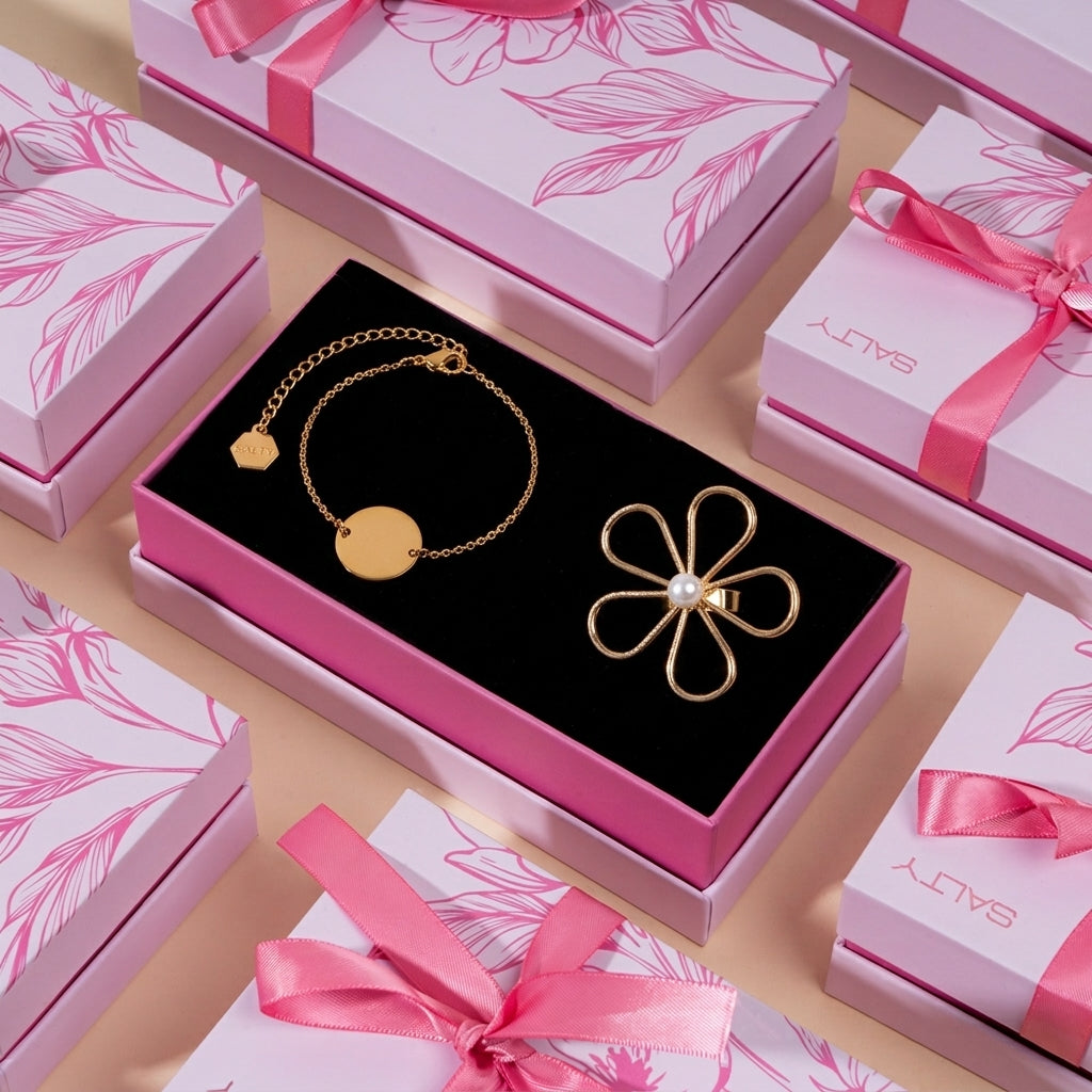 Personalised Bracelet & Statement Ring Combo