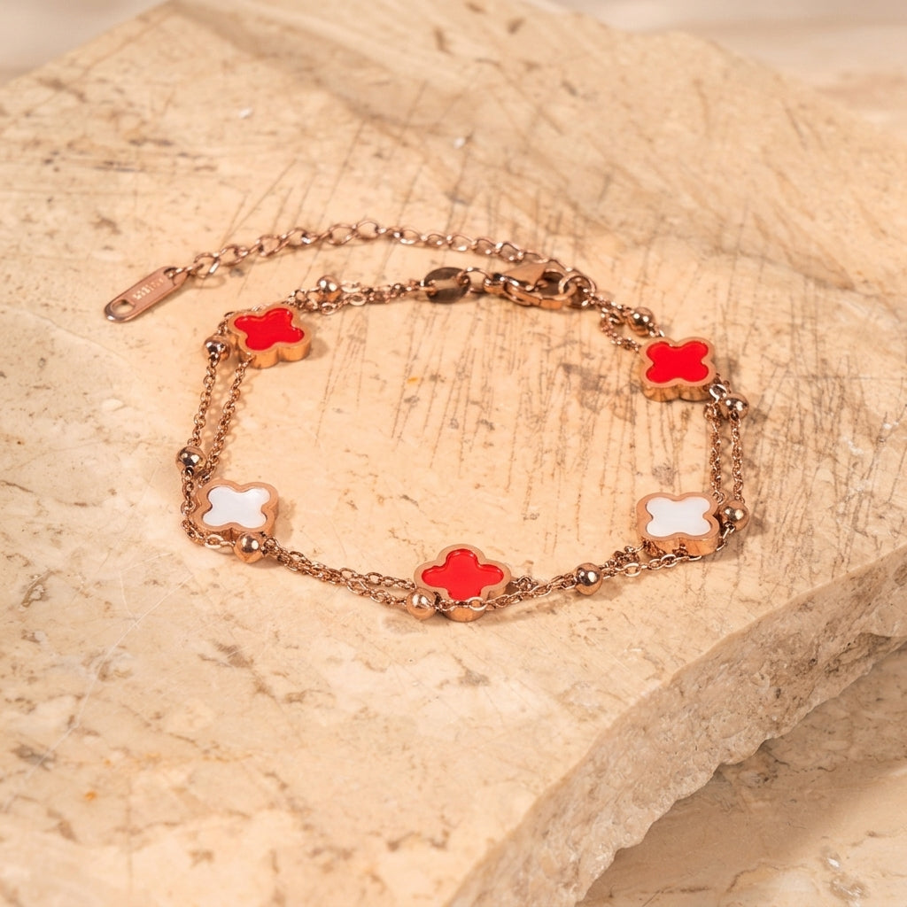 Red & White Clover Jewellery Set
