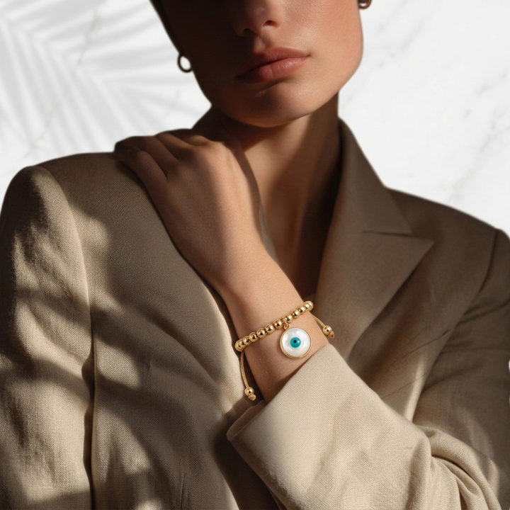 Golden Retro Evil Eye Bracelet