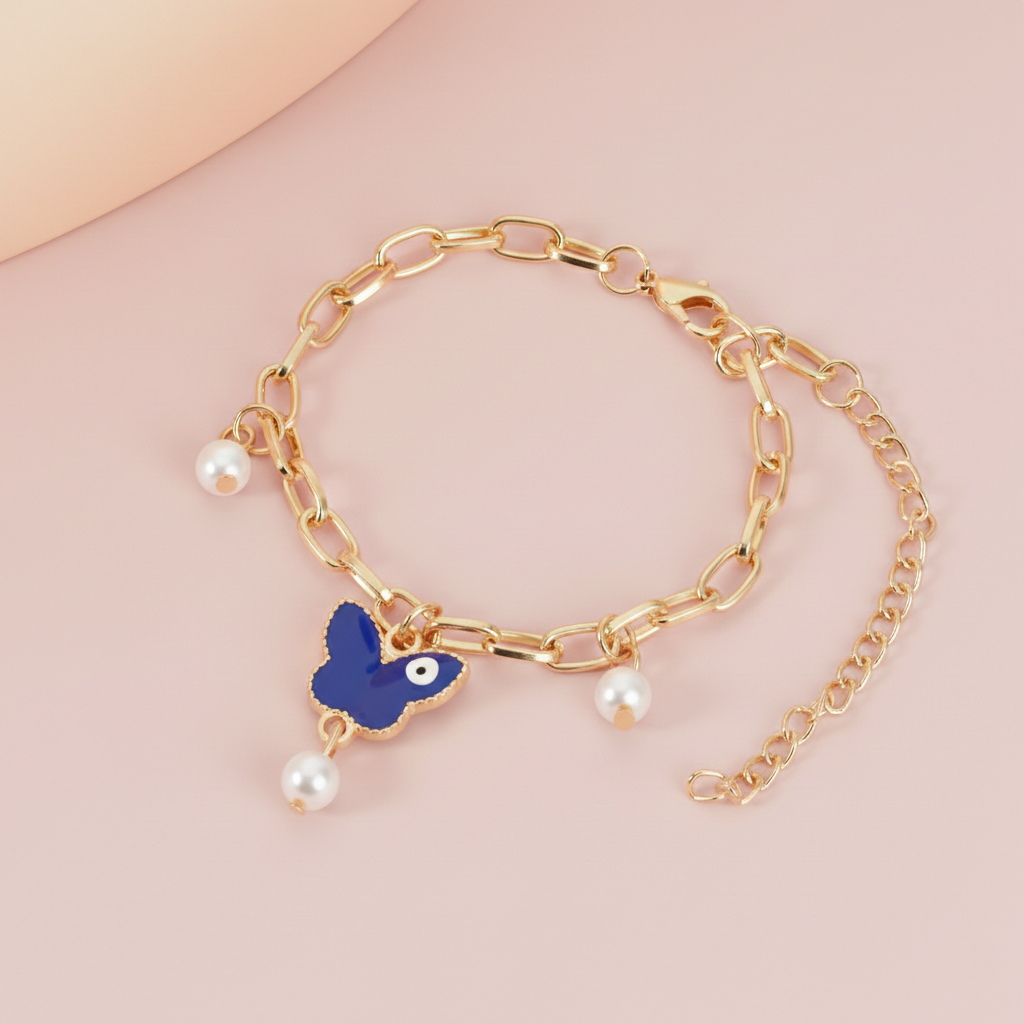 Butterfly Painted Evil Eye Bracelet