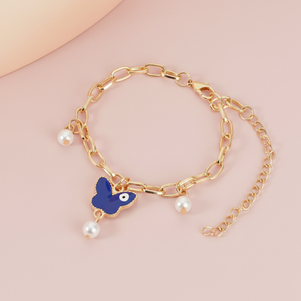 Butterfly Painted Evil Eye Bracelet