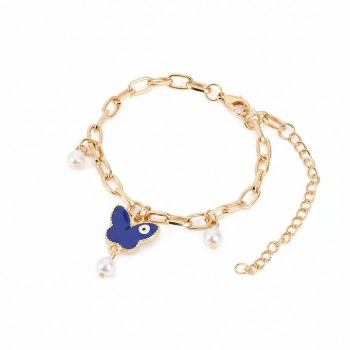 Butterfly Painted Evil Eye Bracelet