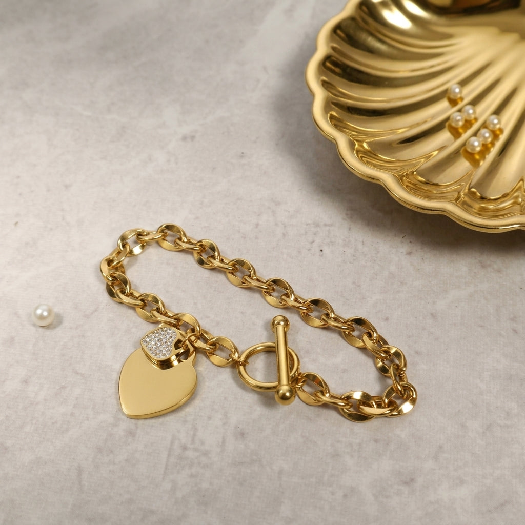 Toggle Clasp Accent Gold Bracelet