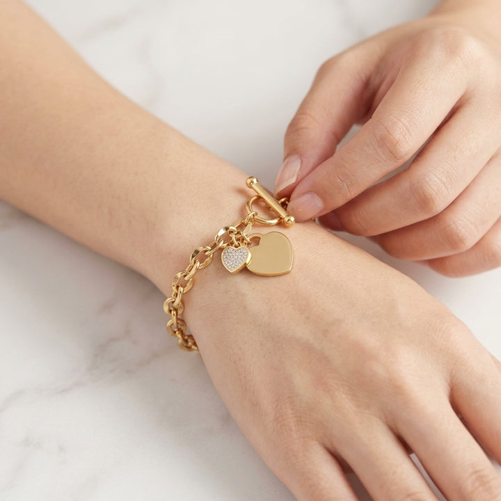 Toggle Clasp Accent Gold Bracelet