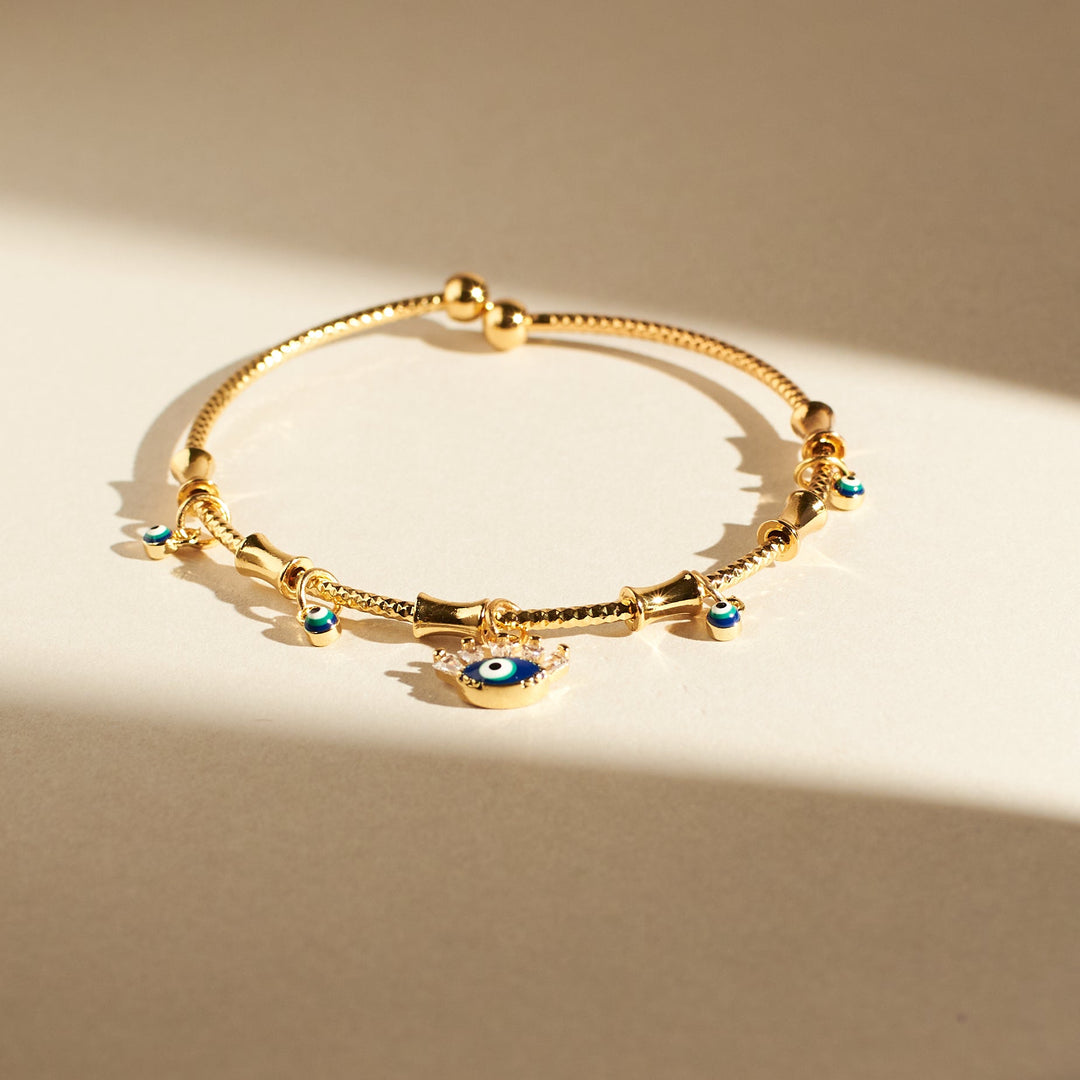 Chic Evil Eye Tassel Bangle - Salty Accessories