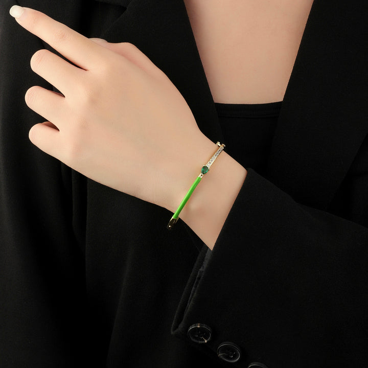 Delicate Blossom Bangle -Green - Salty Accessories