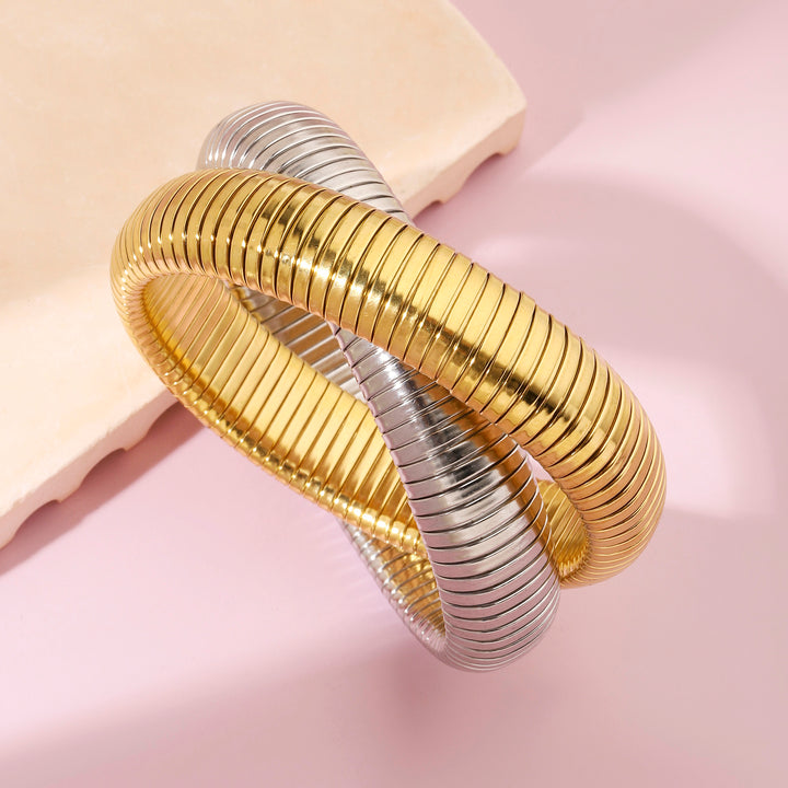 Ornate Obsession Silver Gold Bracelet - Thick