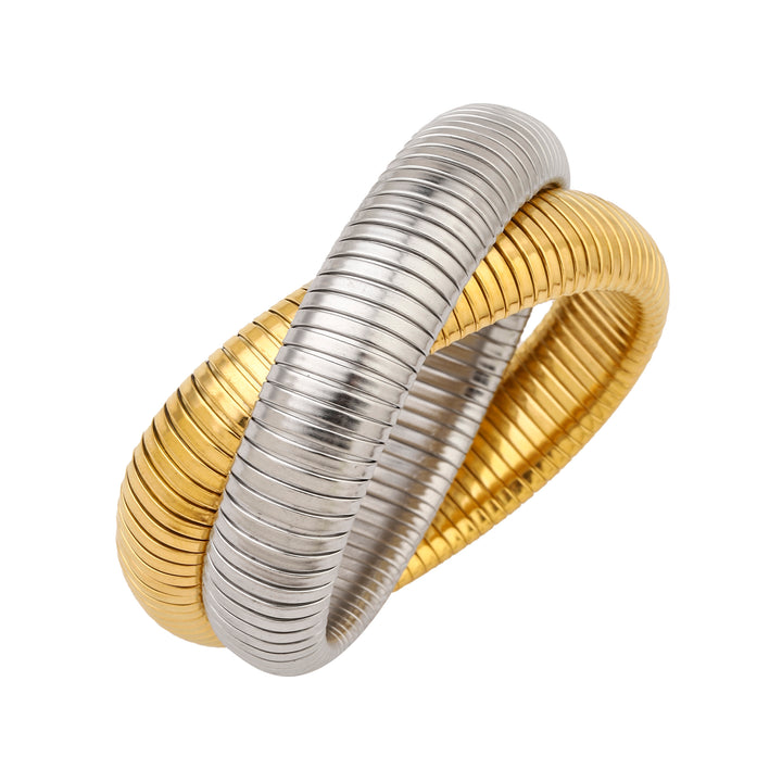 Ornate Obsession Silver Gold Bracelet - Thick