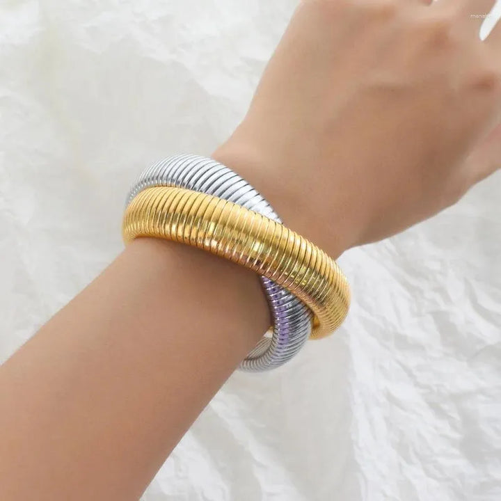 Ornate Obsession Silver Gold Bracelet - Thick
