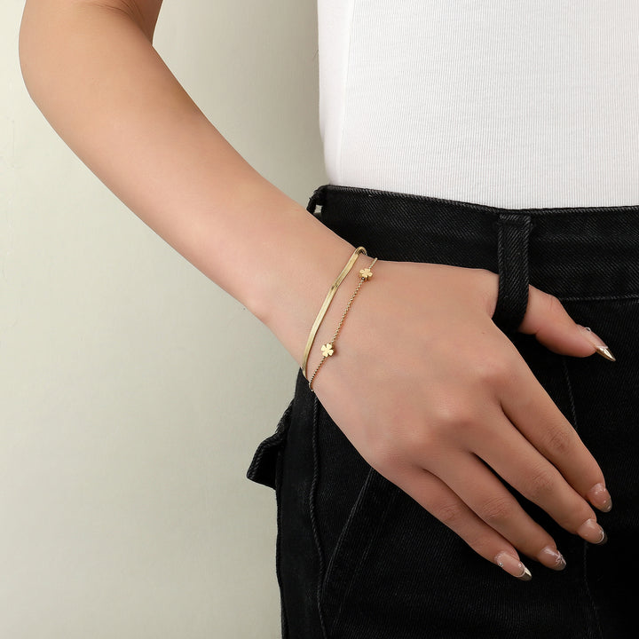 Layered Clover Gold Bracelet - Salty Accessories