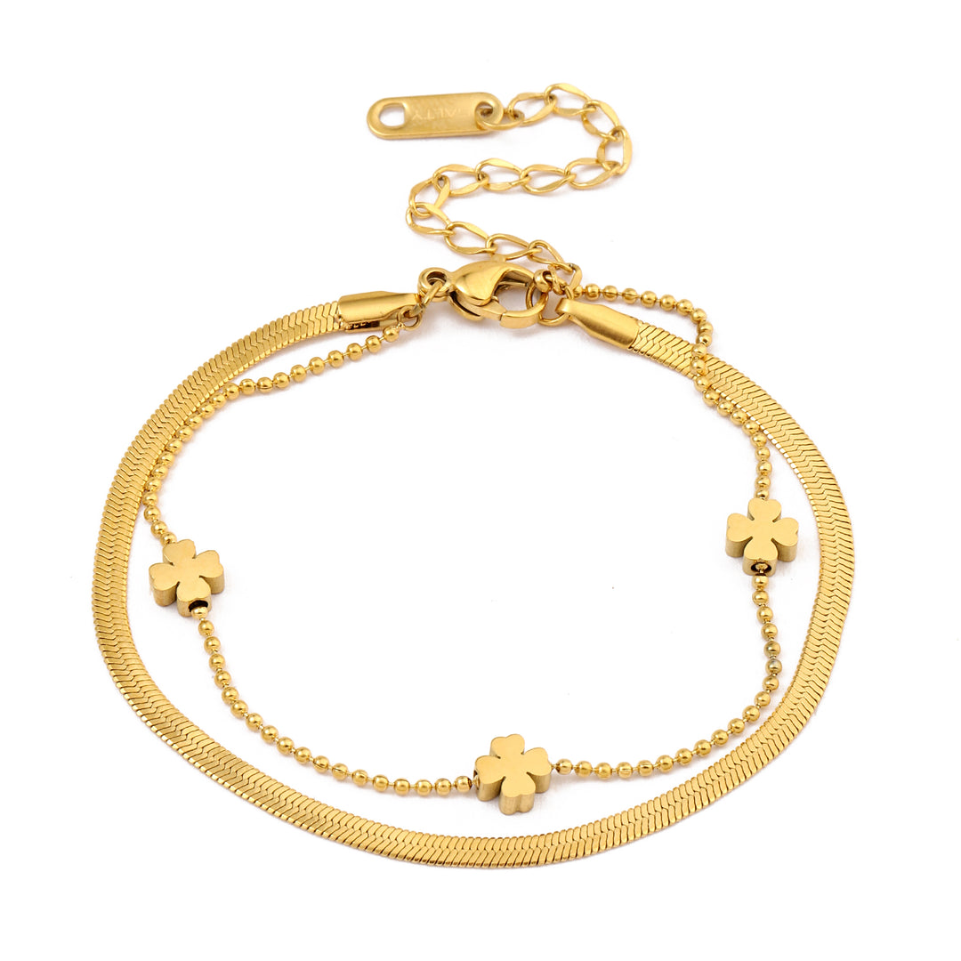 Layered Clover Gold Bracelet - Salty Accessories