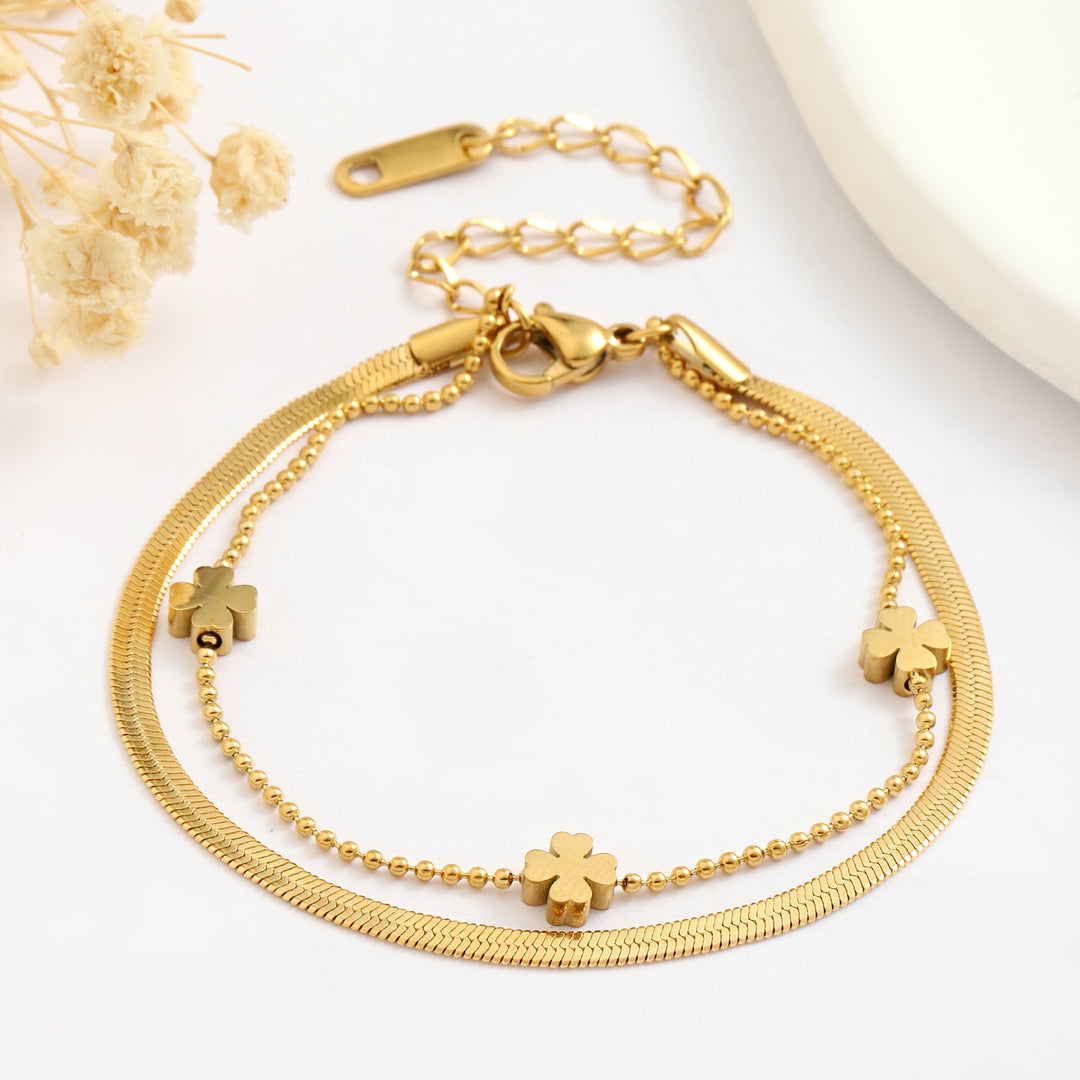 Layered Clover Gold Bracelet - Salty Accessories