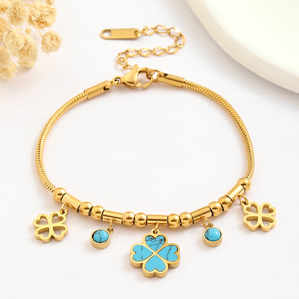 Enchanted Blue Clover Bracelet