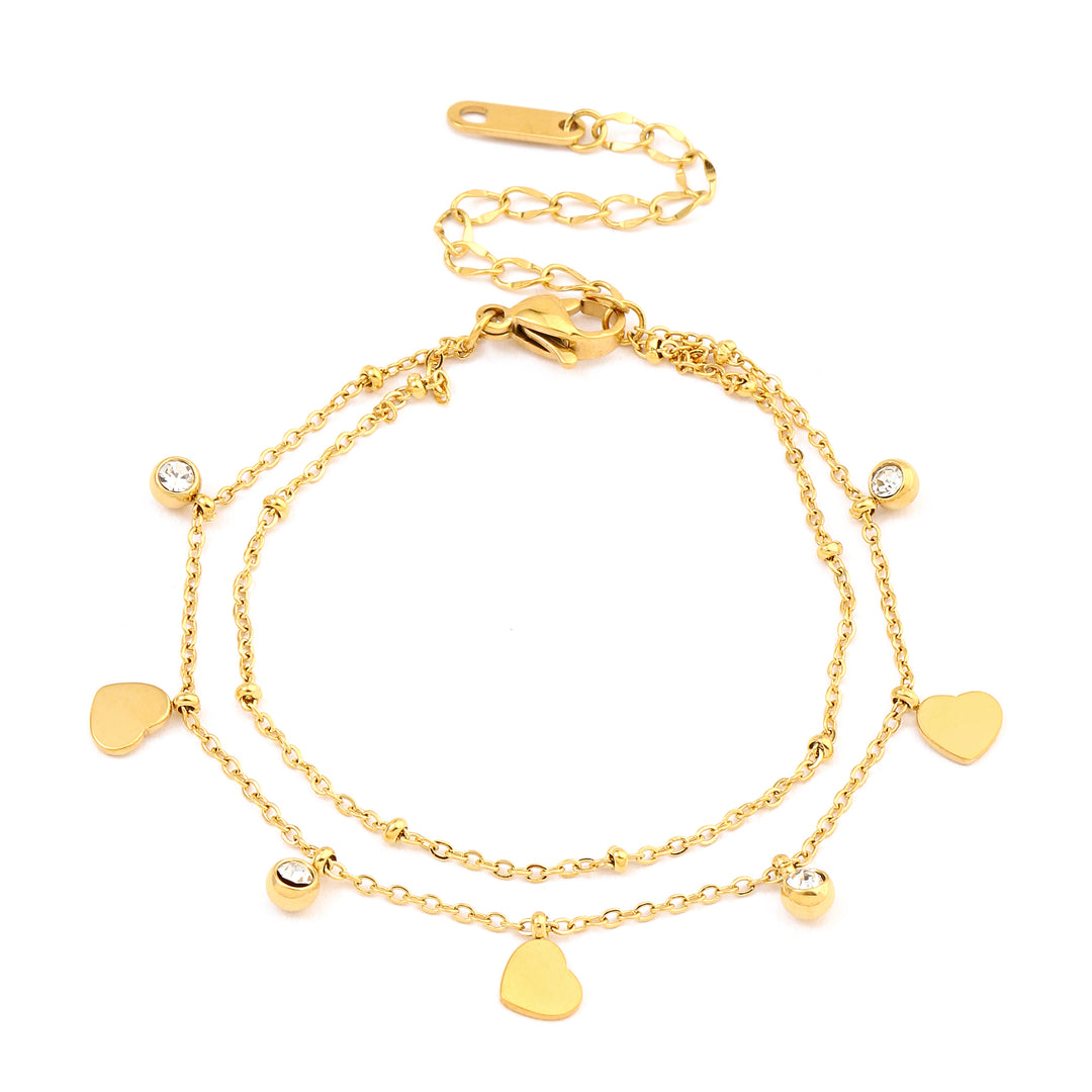 Multi layered Heart Gold Bracelet - Salty Accessories